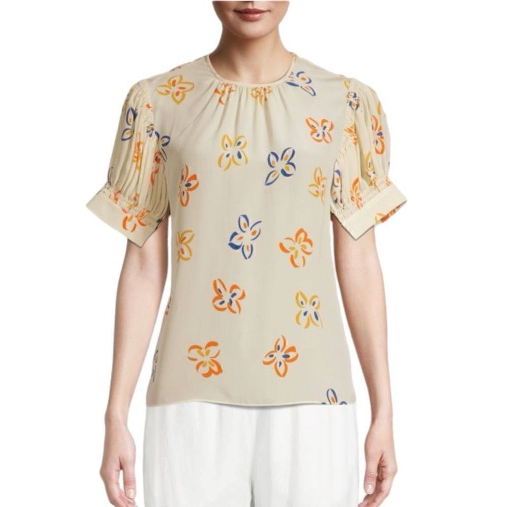 Rebecca Taylor Flame Fleur Silk Blouse